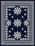 Navy White Snowflake Mandala Border Rug