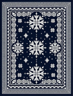 Navy White Snowflake Mandala Border Rug