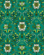 Emerald Floral Art Nouveau Pattern Rug