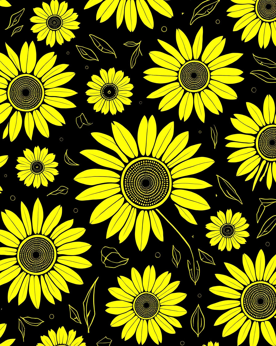 Bold Yellow Sunflower Patterned Design Rug
