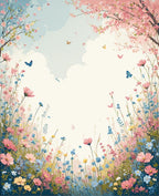 Whimsical Floral Meadow Butterflies Rug