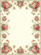 Classic Floral Rose Border Design Rug