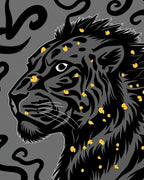 Bold Black Panther Yellow Spots Design Rug