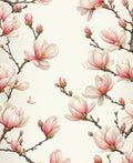 Delicate Pink Magnolia Blossom Pattern Rug