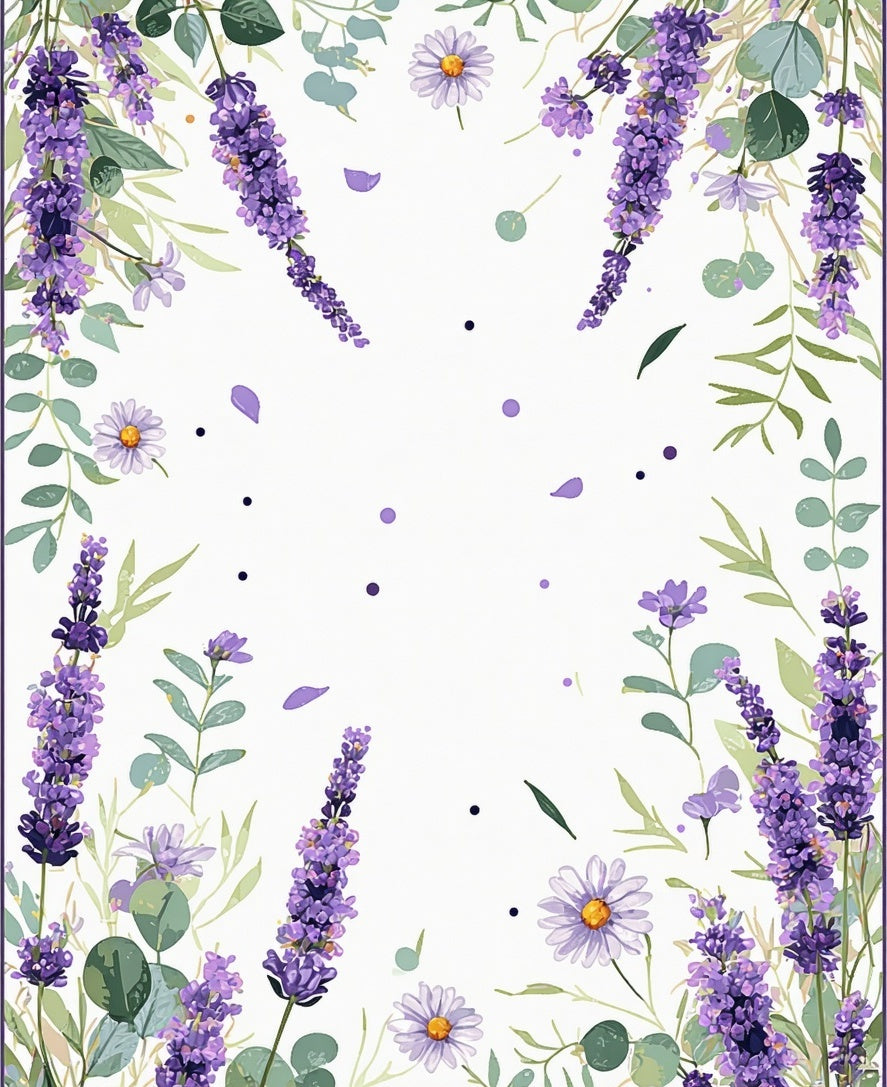 Lavender Daisy Floral Whimsical Rug