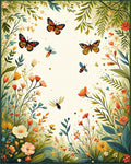 Whimsical Garden Butterflies Bees Rug