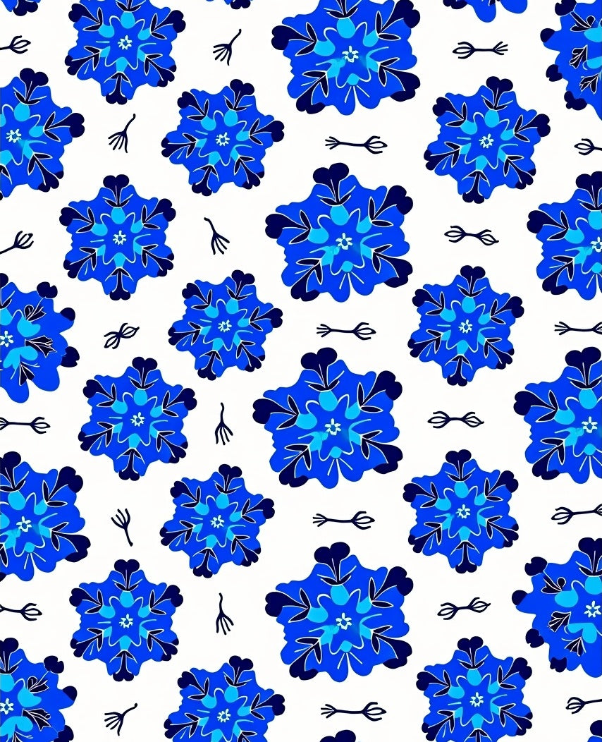 Blue Abstract Floral Pattern Design Rug