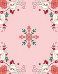 Coral Cream Floral Frame Rug