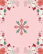 Coral Cream Floral Frame Rug