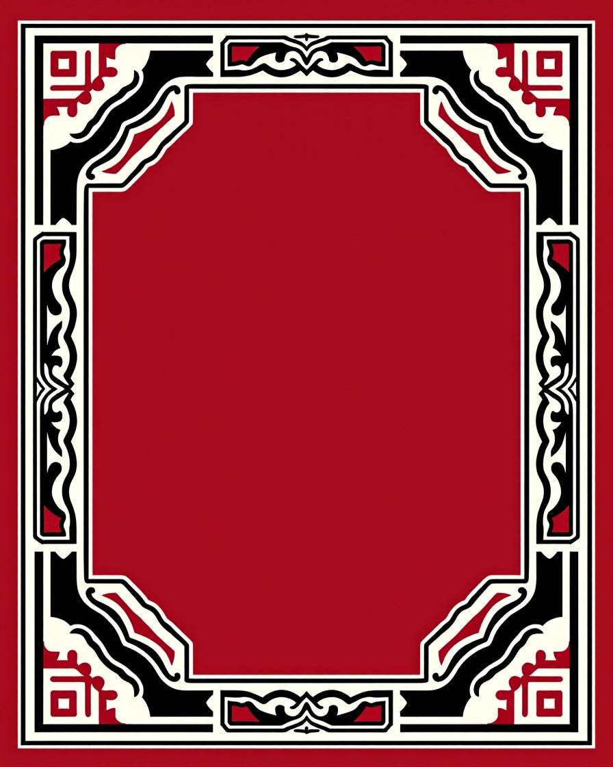 Ornate Red Geometric Framing Rug