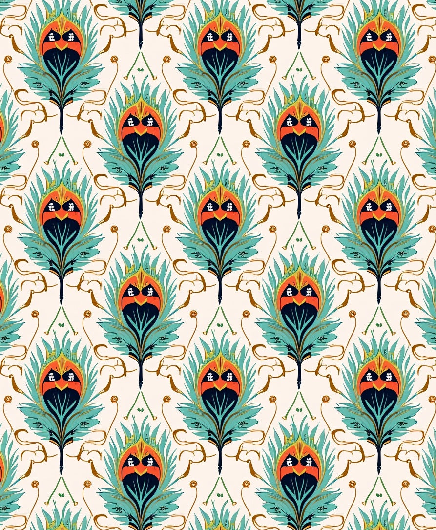 Art Nouveau Peacock Feather Pattern Rug