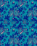 Abstract Blue Cream Floral Pattern Rug