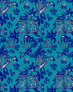 Abstract Blue Cream Floral Pattern Rug