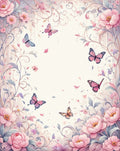 Pink Floral Butterfly Swirl Design Rug