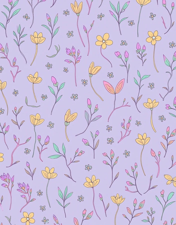 Pastel Floral Sketch Pattern Rug