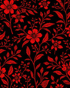 Red Floral Vine Pattern Rug
