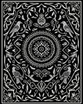 Black White Nature Bird Mandala Pattern Rug