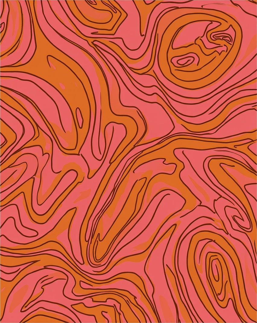 Groovy Swirl Pink Orange Abstract Rug