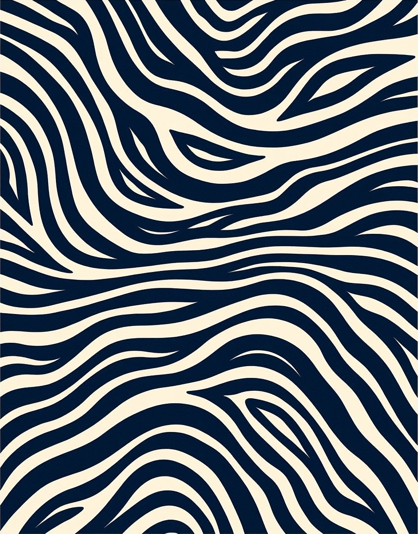 Dark Blue Zebra Style Pattern Rug