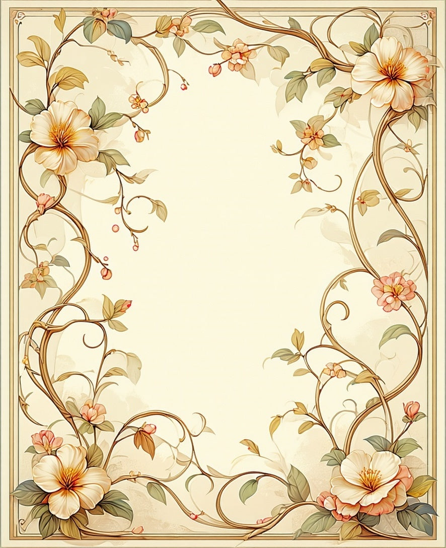 Cream Botanical Vine Floral Rug