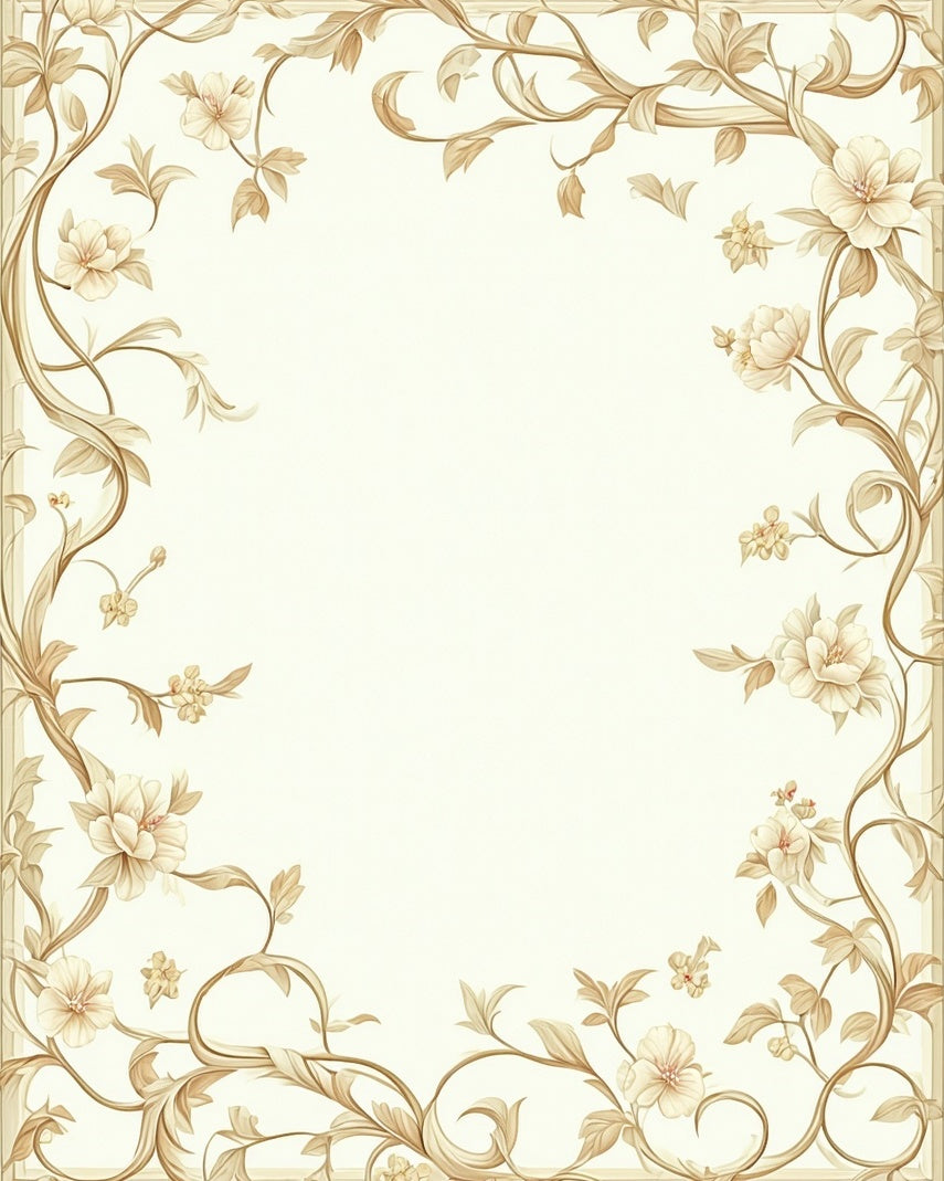 Elegant Floral Vines on Cream Rug