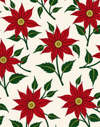 Crimson Poinsettia Flower Art Rug