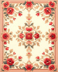 Ornate Floral Symmetry Design Rug