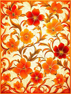 Vivid Floral Pattern Orange Design Rug