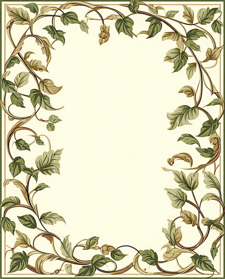 Vine Foliage Elegant Border Rug