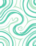 Aqua Swirls Abstract Line Rug