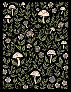 Enchanted Woodland Mushroom Floral Pattern Rug