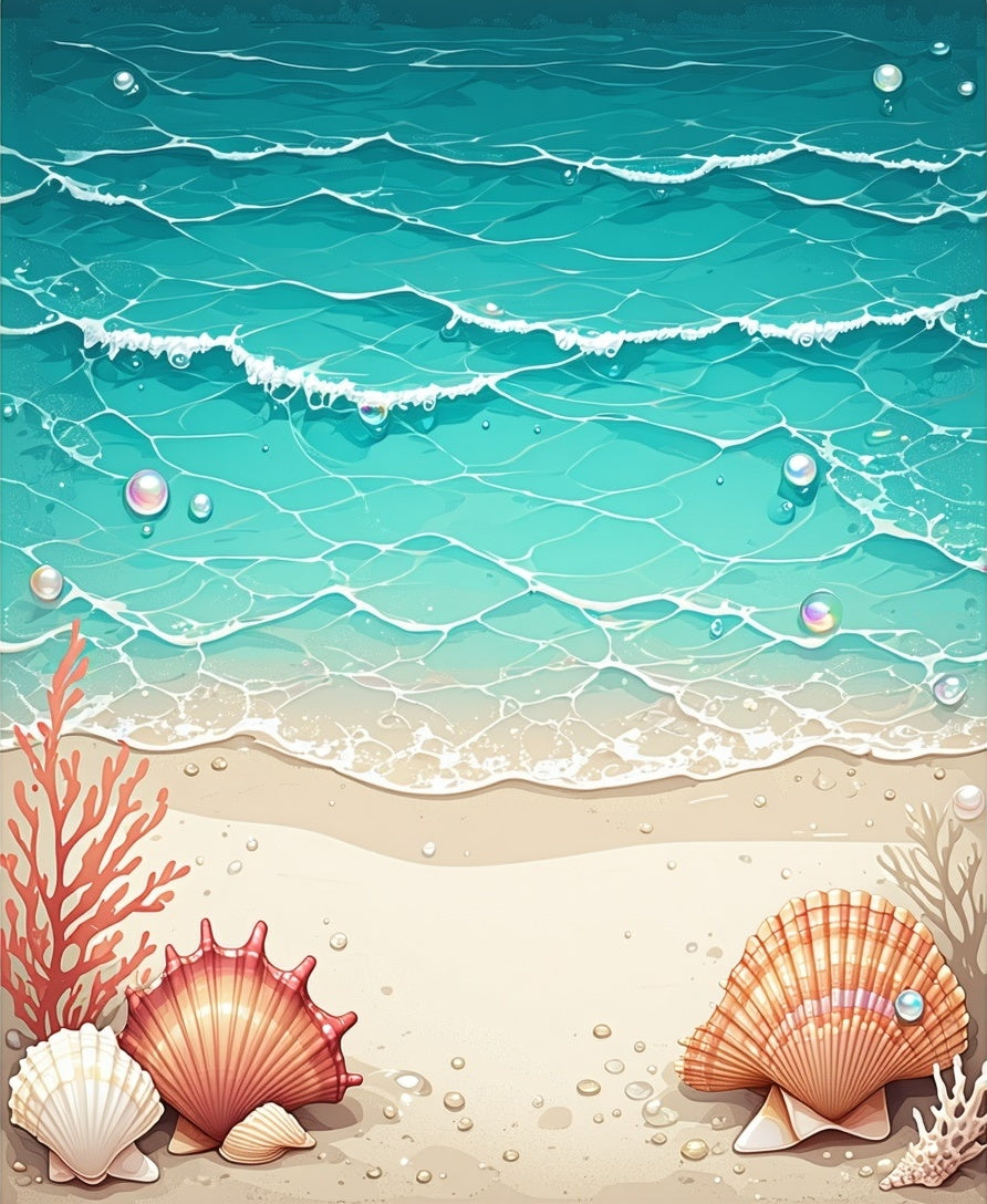 Coastal Beach Scene With Seashells Rug