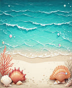 Coastal Beach Scene With Seashells Rug