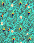 Feather Flower Teal Pattern Rug
