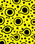 Bright Yellow Black Blob Pattern Rug