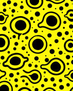 Bright Yellow Black Blob Pattern Rug