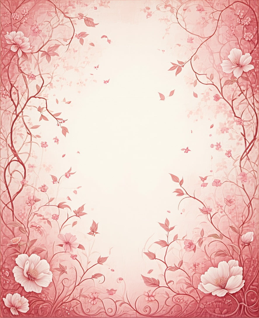 Romantic Vintage Floral Vines Design Rug