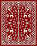 Crimson Deer Snowflake Forest Border Rug