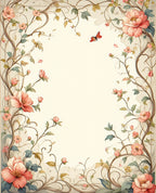 Floral Vines And Peony Blossom Design Rug