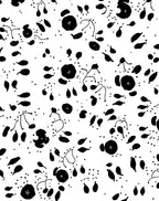 Black Whimsical Floral Dot Pattern Rug