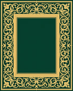 Ornate Gold Swirl Pattern Green Rug