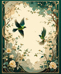 Elegant Floral Birds Art Nouveau Rug