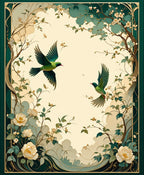 Elegant Floral Birds Art Nouveau Rug