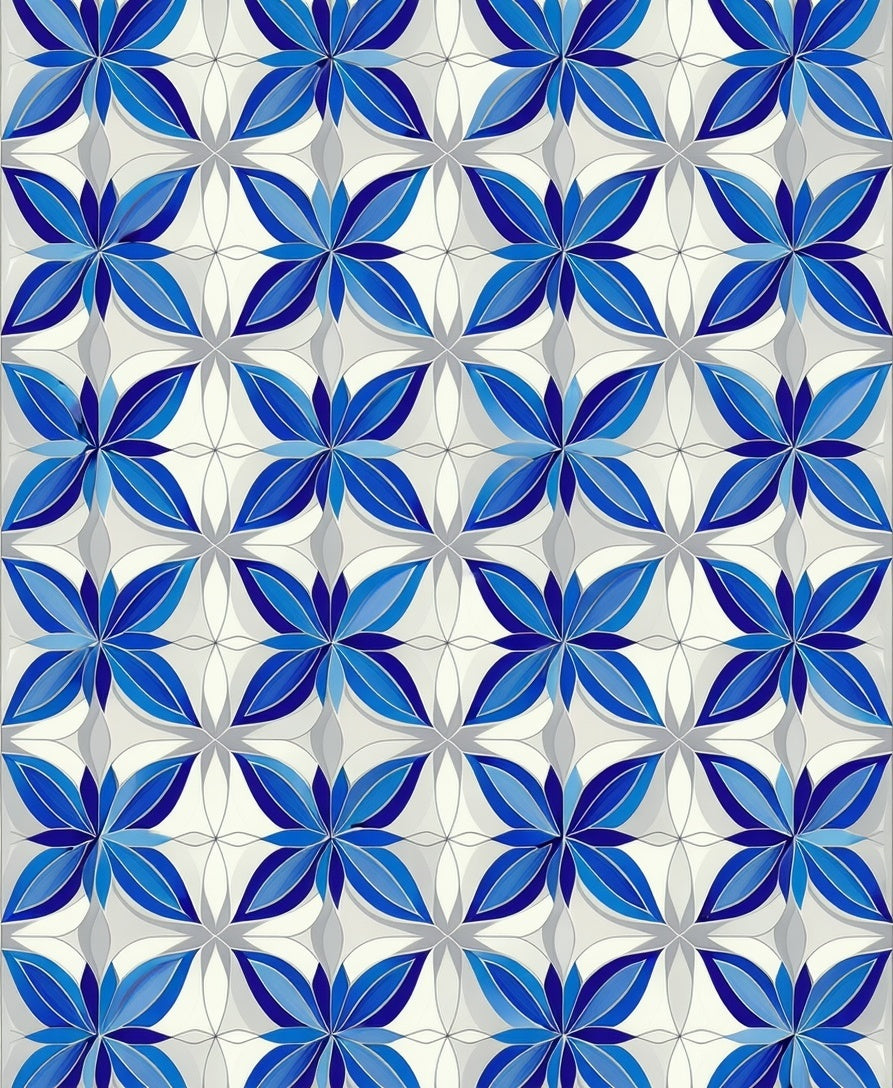 Geometric Blue floral Pattern Rug