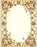 Ornate Floral Vine Border Design Rug