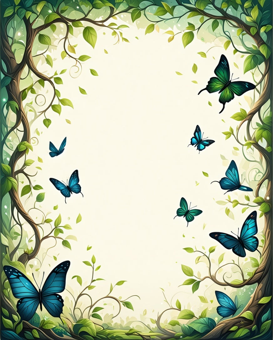 Whimsical Butterfly Emerald Garden Rug