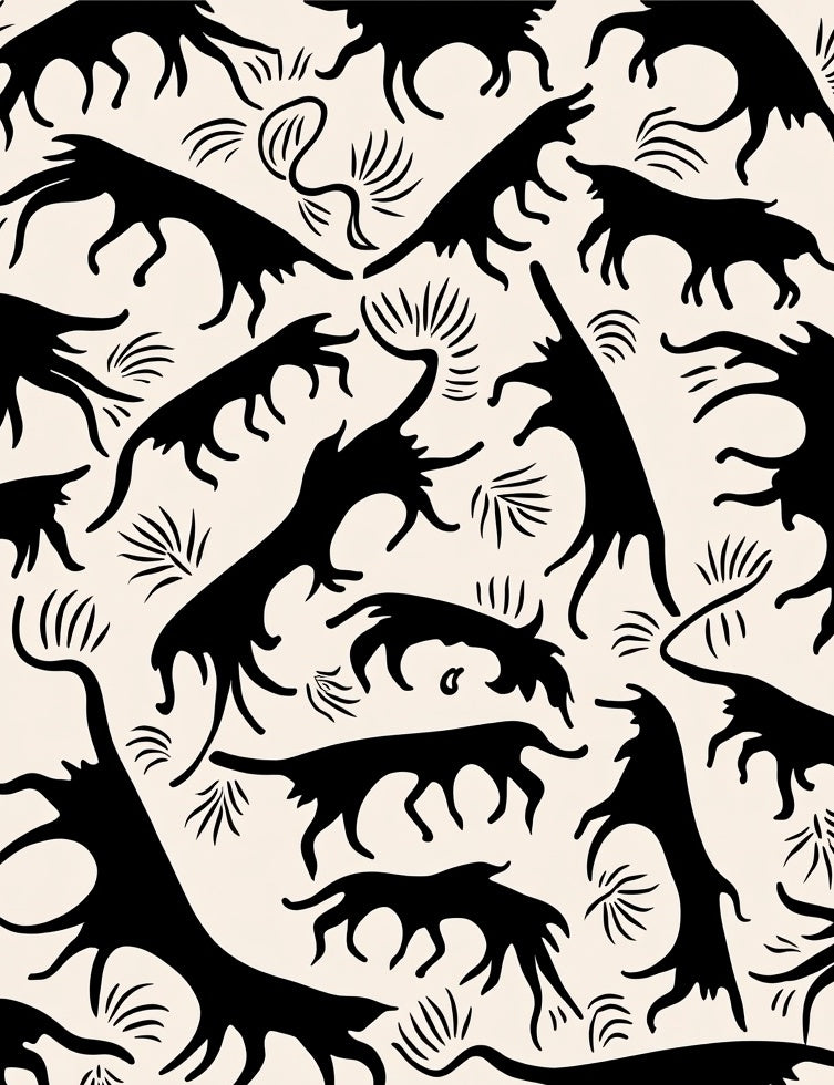 Bold Abstract Animal Silhouette Pattern Rug