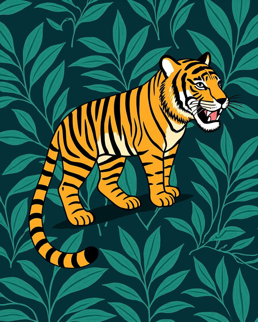 Emerald Jungle Tiger Pattern Rug