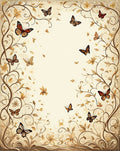 Butterflies In Earthy Tones Floral Vines Rug