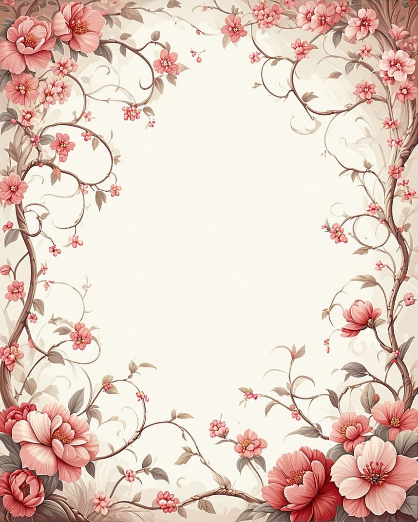 Pink Blossom Vines Pattern Rug